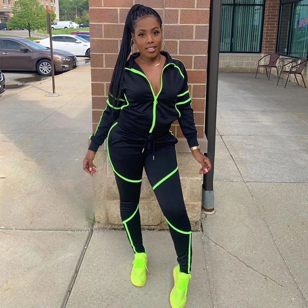 2019 осенне зимний женский свитер с длинными рукавами топ штаны для бега костюм