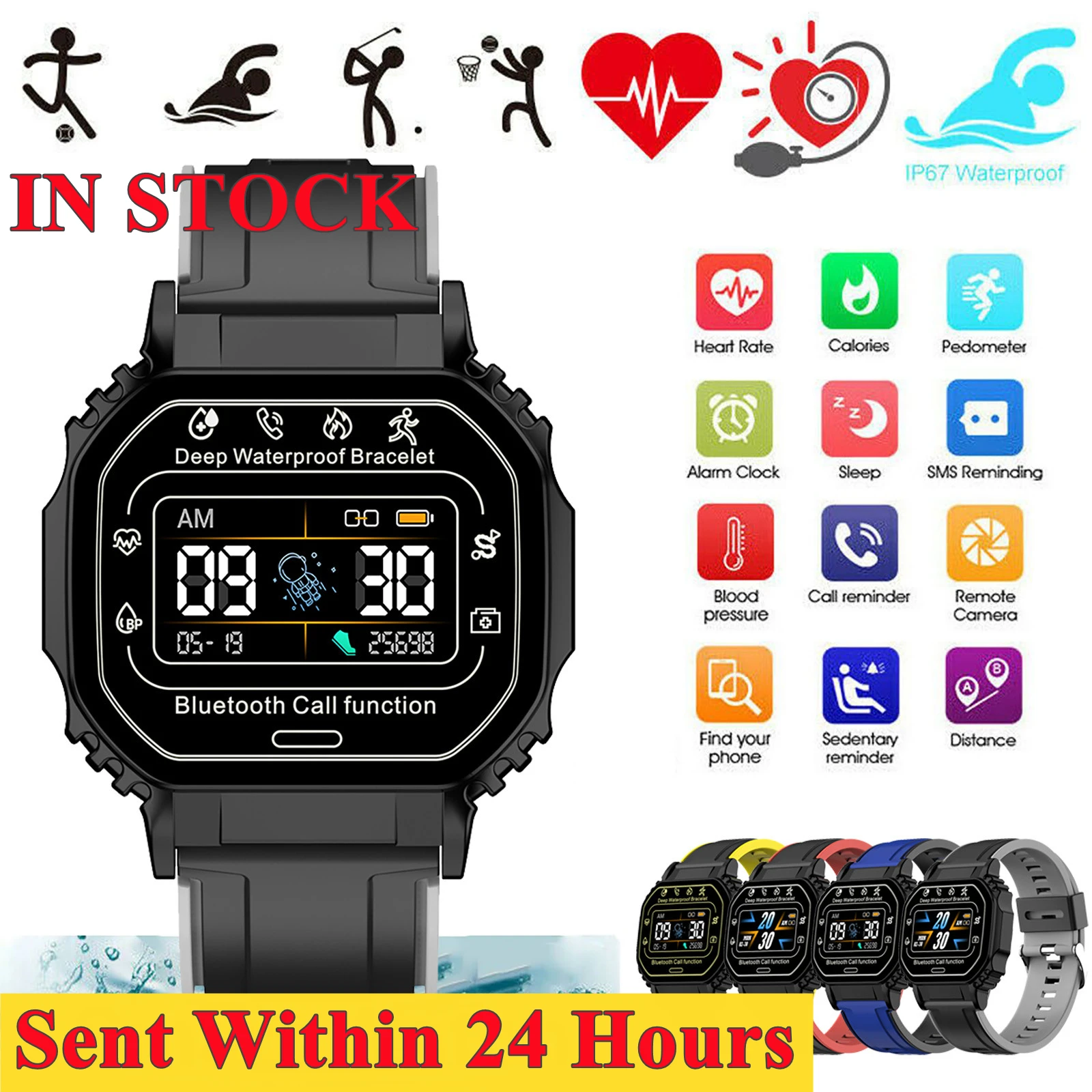 B2 Смарт-часы для мужчин и женщин спортивный фитнес-трекер монитор сердечного