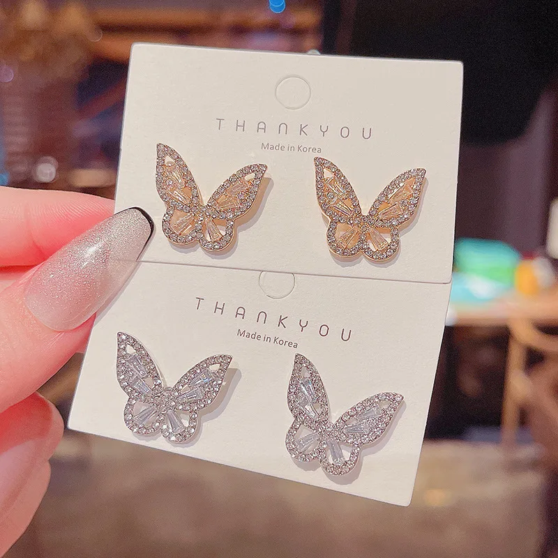 

Wholesale Sterling Silvers Needle New Butterfly Earrings Female Stud Drop Shipping Women Gift
