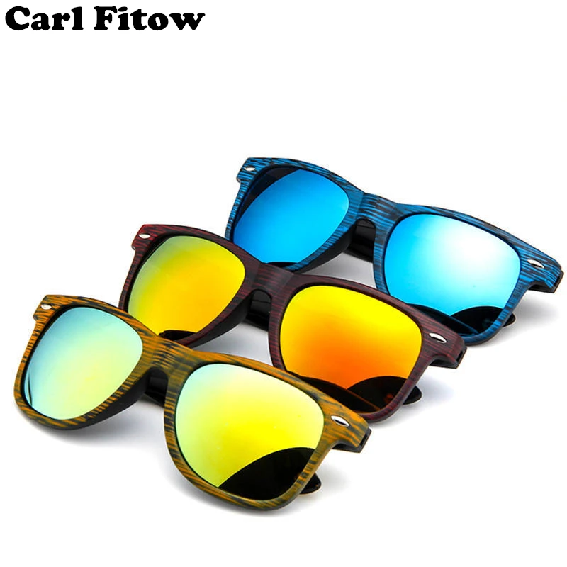 

Fashion Square Sunglasses Men Women Wood Grain Color Sunglasses Man Rayed Brand Design Driving Glasses Gold Mirror Lenses UV400