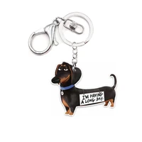 cosplay acrylic keyring dog i am having a long day pet funny dogs animal charms not 3d keychain gift for women car key ring toy