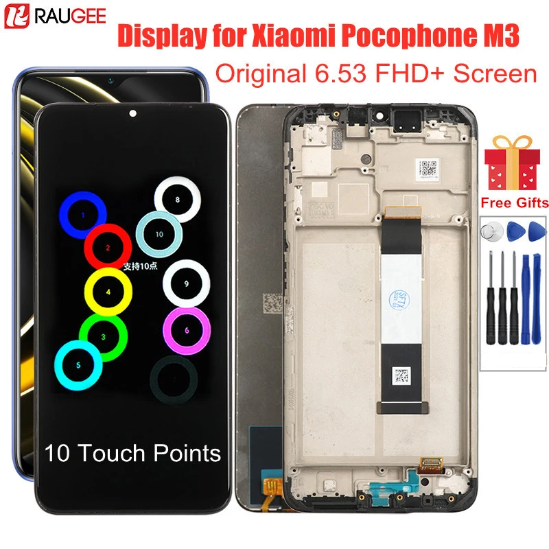 ЖК-дисплей для Xiaomi Poco M3 оригинальный с рамкой и дигитайзером 10 точек касания