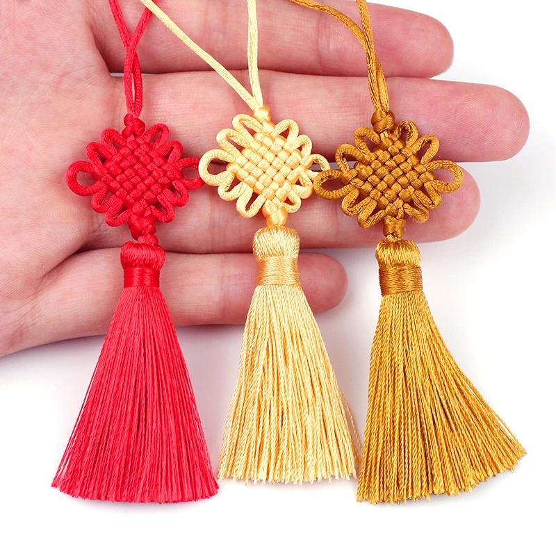 

2pcs/lot 5cm Chinese Knot Tassel Silk Fringe Sewing Bangs Tassel Trim Decorative Key Tassels for DIY Curtains Home Decoration