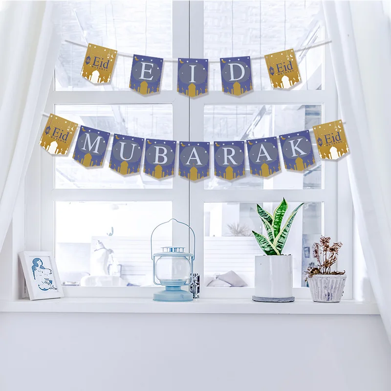 

1 Set EID MUBARAK Banner EID Paper Bunting Letters Garland Islamic Muslim Mubarak Decor Ramadan Kareem Festival Party Supplies