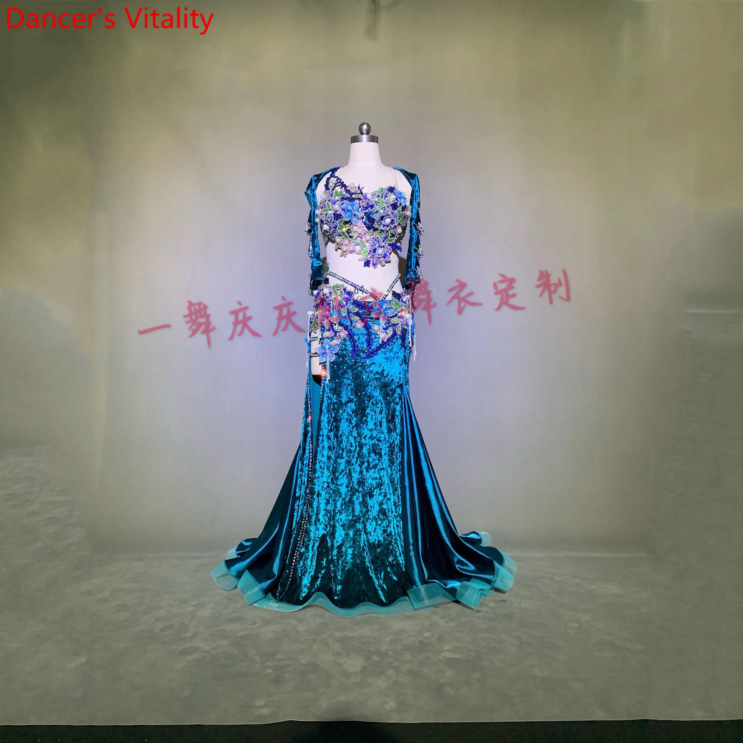 Индивидуальный костюм для танца живота бюстгальтер из бисера юбка с кисточками