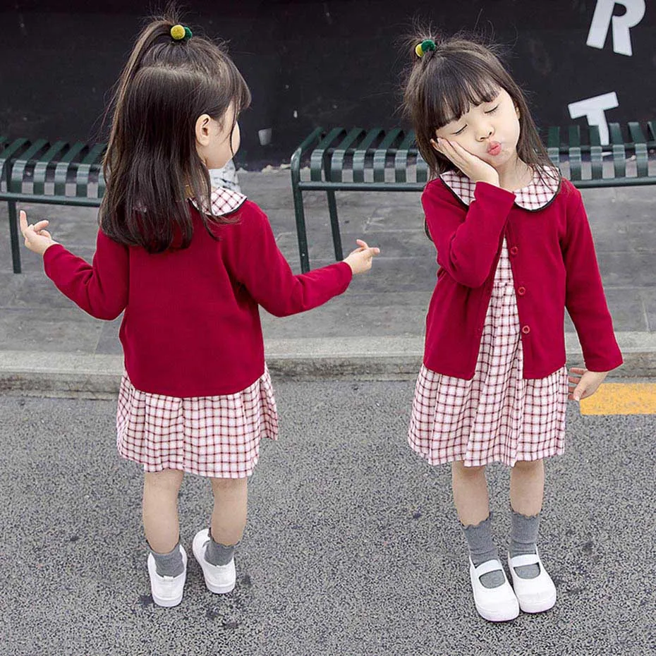 Одежда для малышей платье в клетку и кардиган комплект из 2 предметов одежда