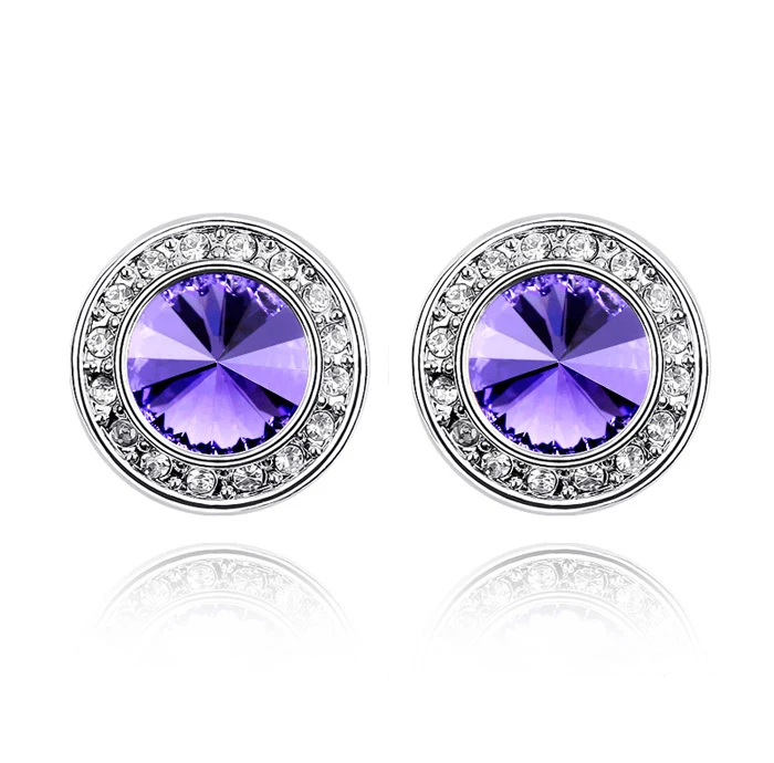 Tanzanite Baffin круглые серьги-гвоздики с настоящими кристаллами Swarovski для женщин, для влюбленных, модного серебристого цвета, ювелирные изделия для пирсинга, подарок на день Святого Валентина - Окраска металла: Tanzanite