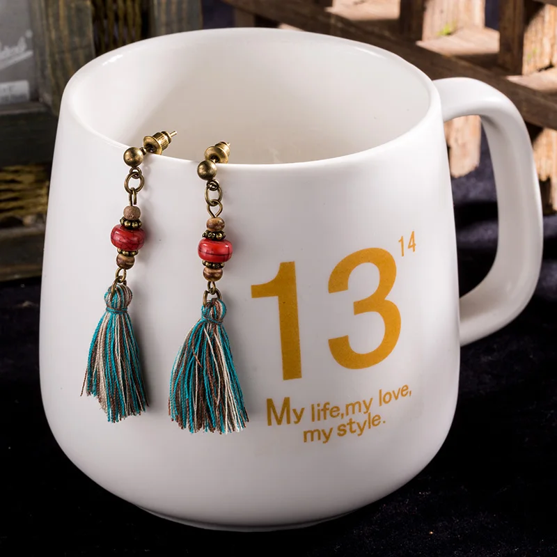 Античный винтажный богемский этнический длинный кисточка в виде листьев бусины