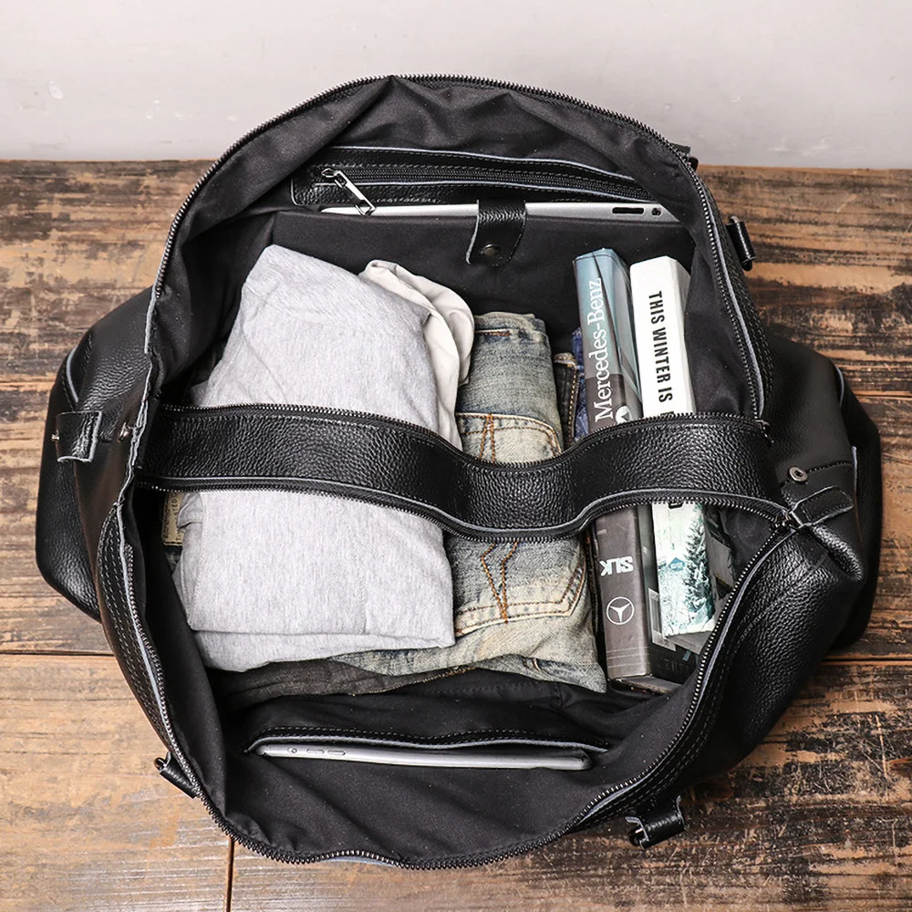 

ZRCX Vintage Men's Hand Luggage Bag Travel Bag Genuine Leather Large Capacity Single Shoulder Messenger