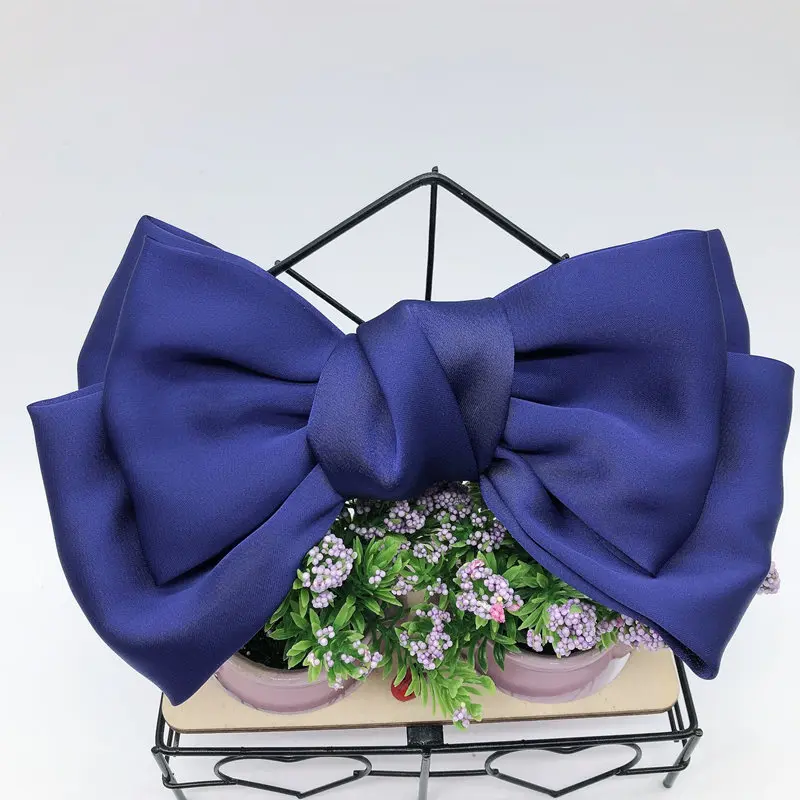 Royal blue Новая качественная однотонная большая шелковая заколка-бабочка, 3 уровня, заколки для волос для девочек, шифоновые атласные заколки для волос, аксессуары для волос - Цвет: Royal blue