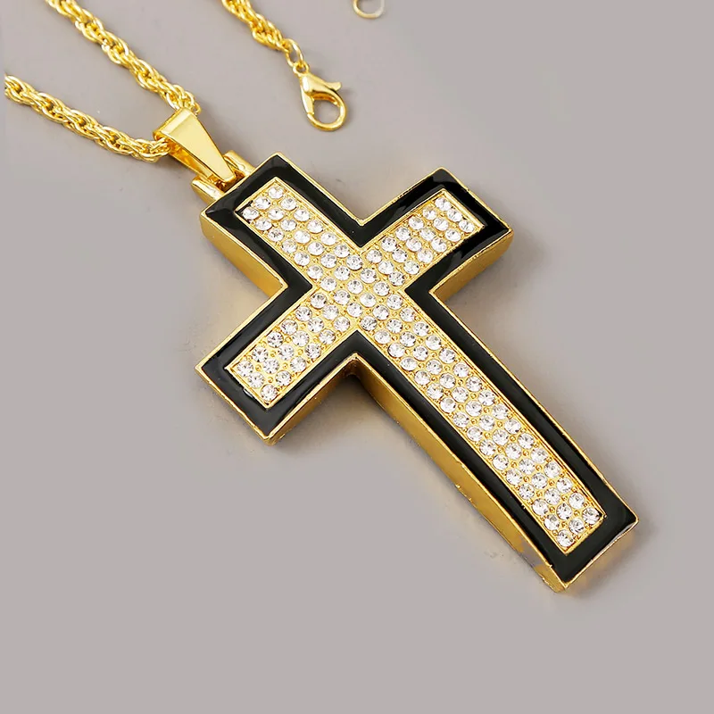 Hip Hop Sieraden Mode Vrouwen Mannen Zwart Emaille Big Cross Ketting Hanger Trendy Lange Ketting Goud Zilver Kleur Statement Ketting Hip Hop Sieraden Mode Vrouwen Mannen Zwart Emaille Big Cross Ketting Hanger Trendy Lange Ketting Goud Zilver Kleur Statement Ketting