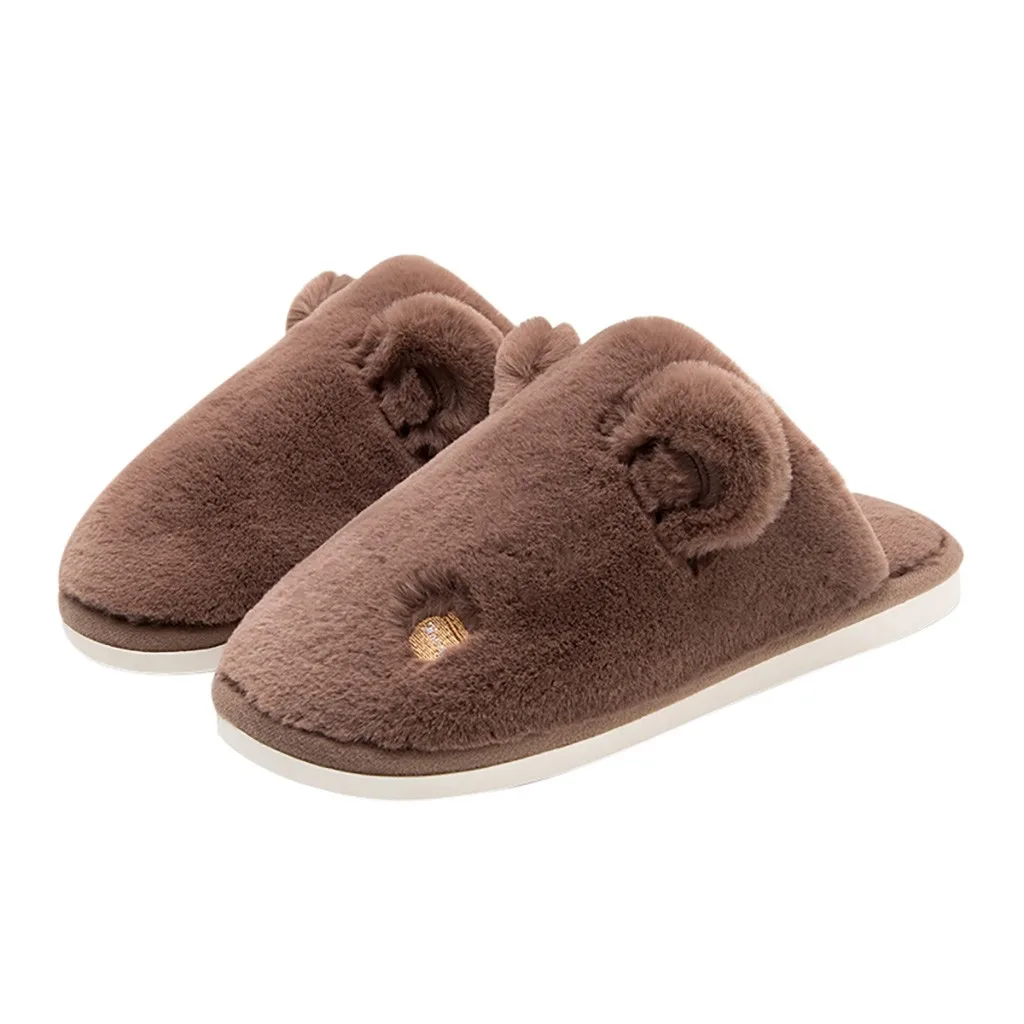 Милые Нескользящие зимние мужские тапочки теплые домашние на плоской платформе