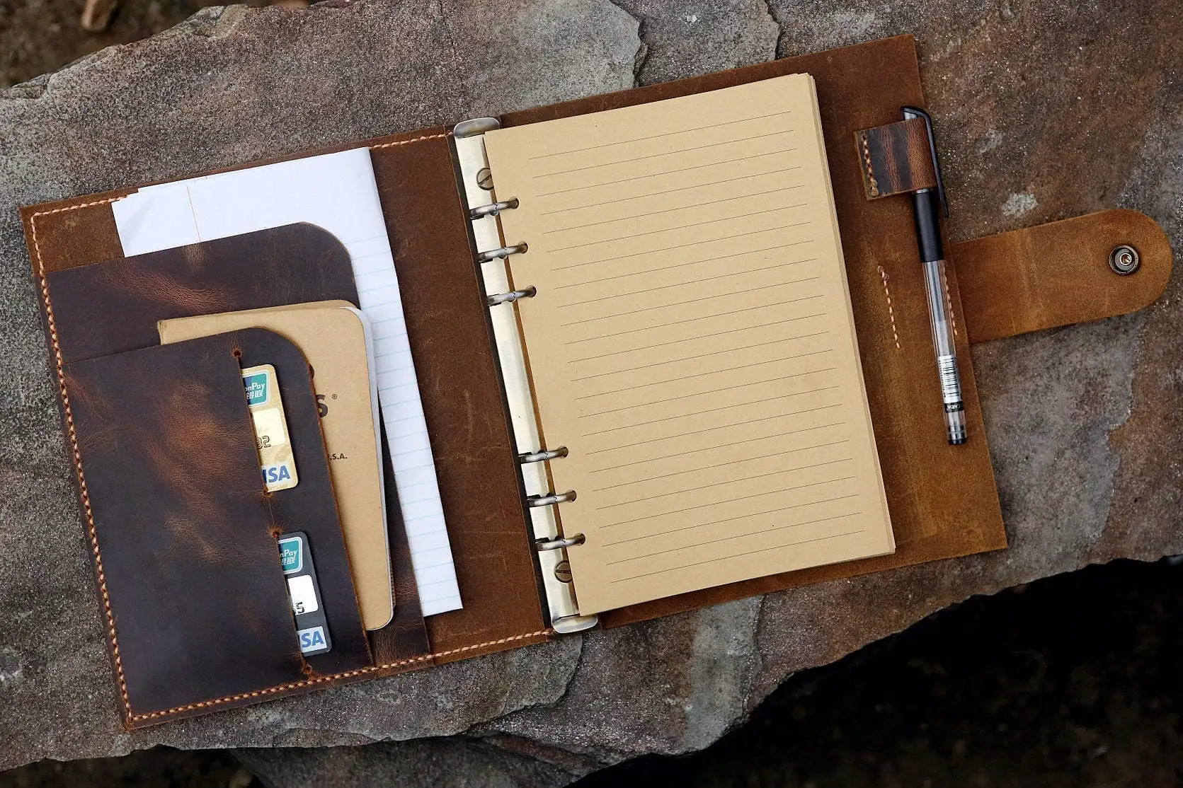 Персонализированная кожаная записная книжка А5/кожаный Органайзер А5, планировщик/блокнот для путешествий многоразового использования, гравировка