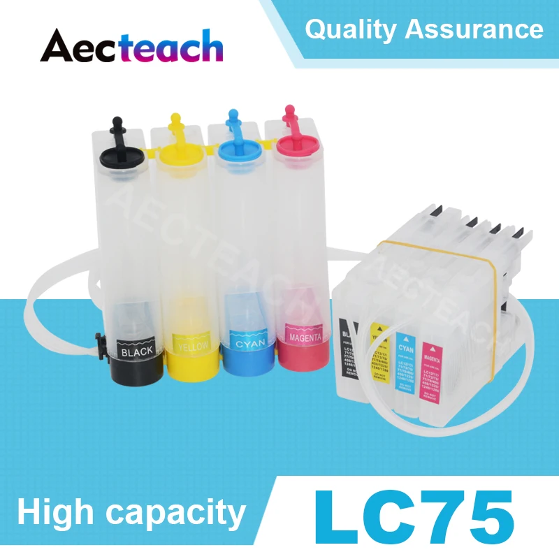 

Aecteach Printer Ciss Ink System For Brother LC75 MFC-J6910CDW J6710CDW J5910CDW J825N J955DN Printer Cartridge