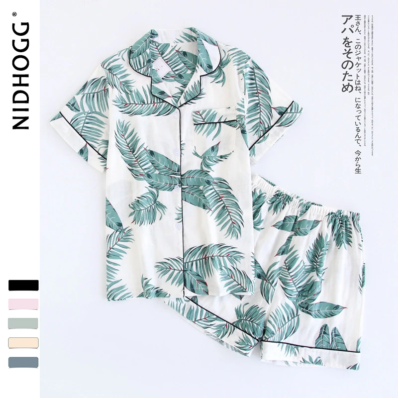 Женские пижамные комплекты из 100% хлопка с коротким рукавом шорты милая