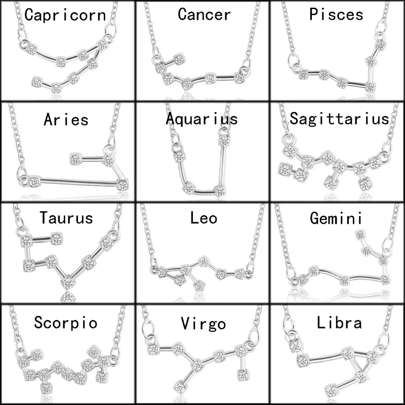 Чандлер сплав 12 знаков зодиака ожерелье и кулон кубический циркон Астрология