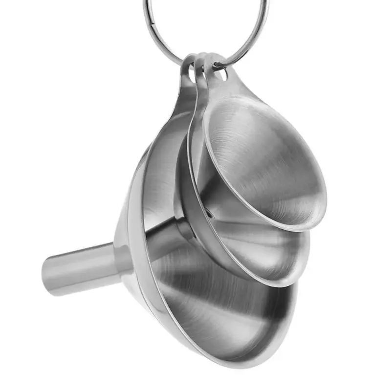Kitchen Mini Small Mouth Funnel Set 3pcs Stainless Steel Filling Hip Flask Beer Liquid Oil Tool Spices Wine Filter Funnels | Дом и сад