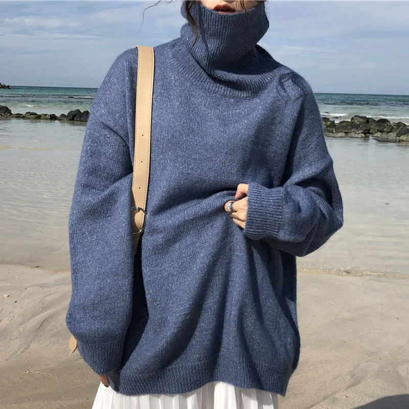 BGTEEVER большие размеры утолщенная теплая водолазка женские вязаные топы зима 2019