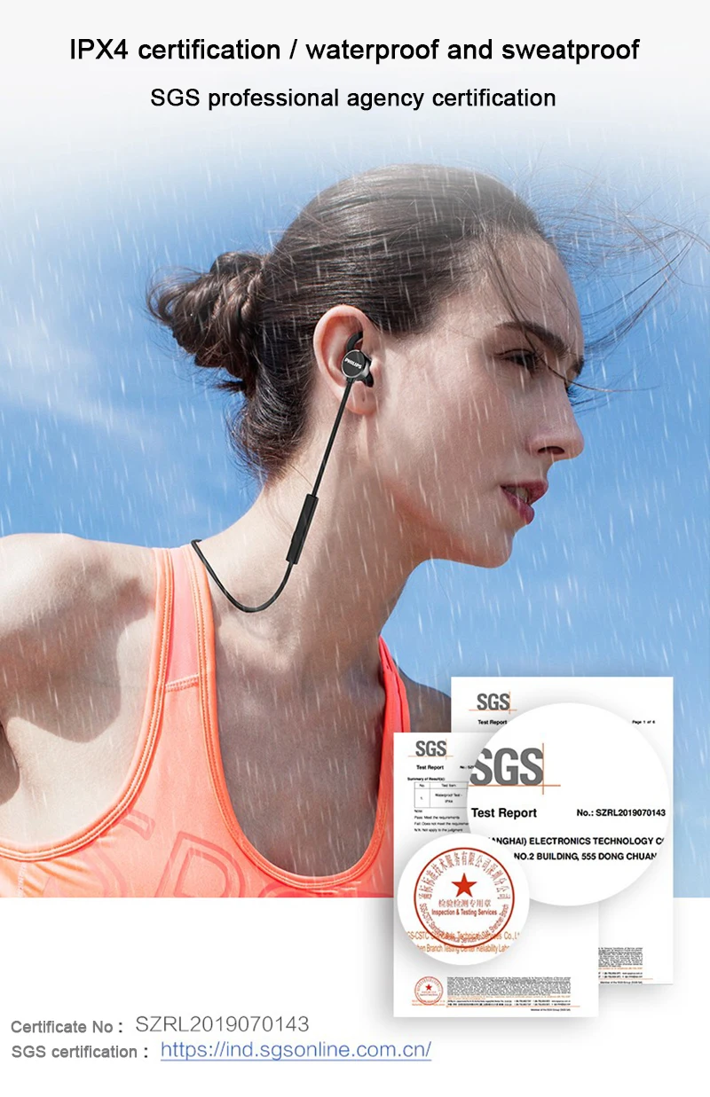 Оригинальные беспроводные bluetooth-наушники Philips TAUN102 спортивные bluetooth-наушники с IPX4 водонепроницаемые для huawei samsung Xiaomi