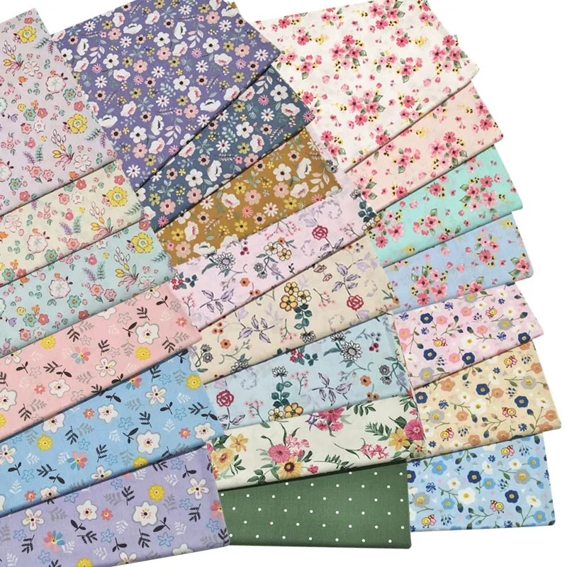 

Pastoral PURPLE YELLOW BEIGE WHITE PINK Small Flower GREEN Polka Dot 100% Cotton Twill Fabric For Sheet Patchwork Clothes Dress