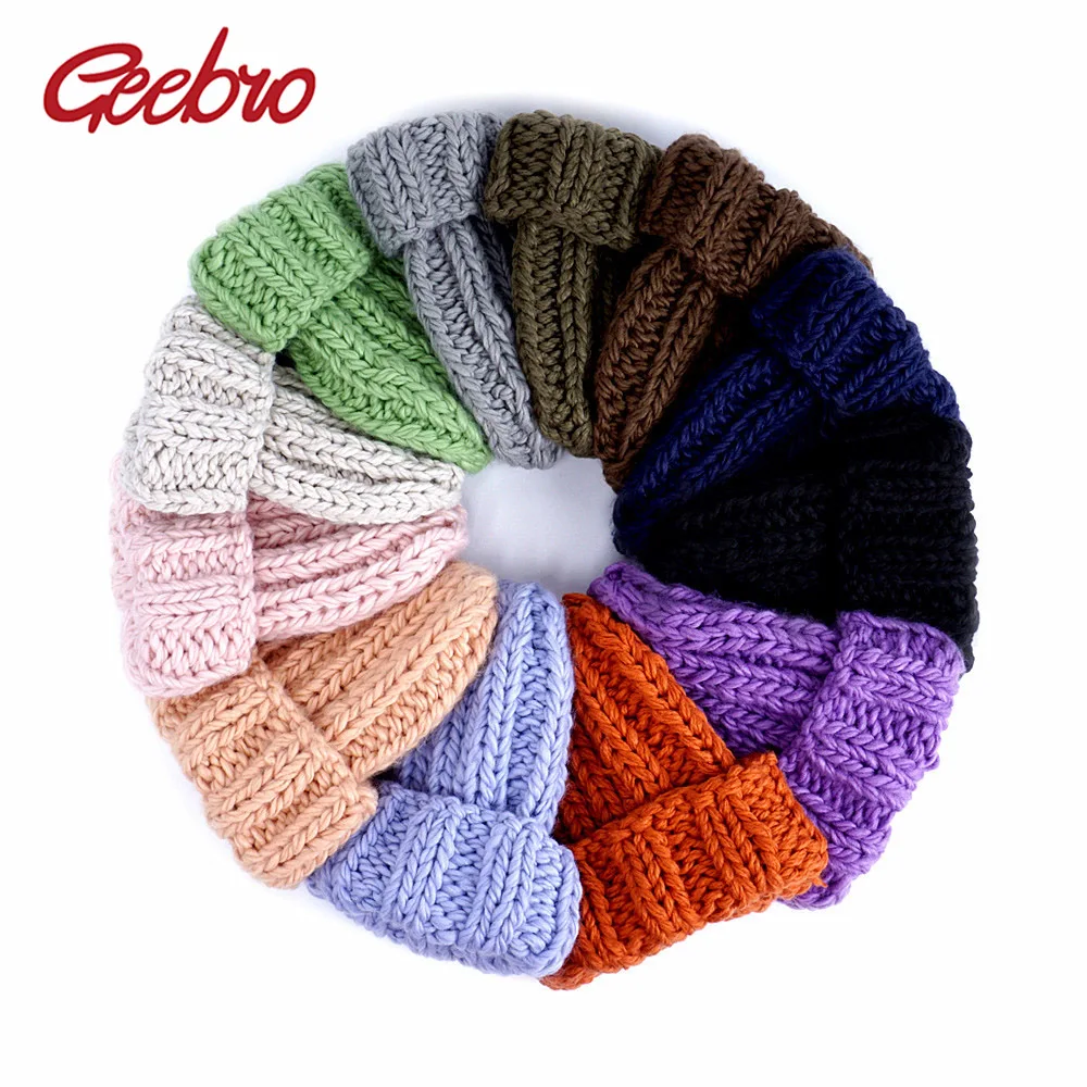 Geebro зимние теплые Ear Утепленная одежда для детей Вязаный Шапки Женская
