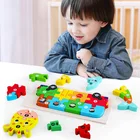 Мультяшный Деревянный 3D пазл для детей Монтессори, детская игрушка, большой размер, животное, автомобиль, головоломки, обучающие игрушки для мальчиков и девочек