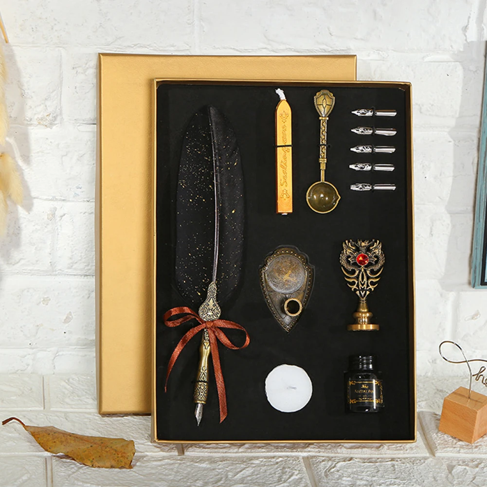 Ретро перьевая ручка набор чернил для письма винтажная каллиграфия Подарочная