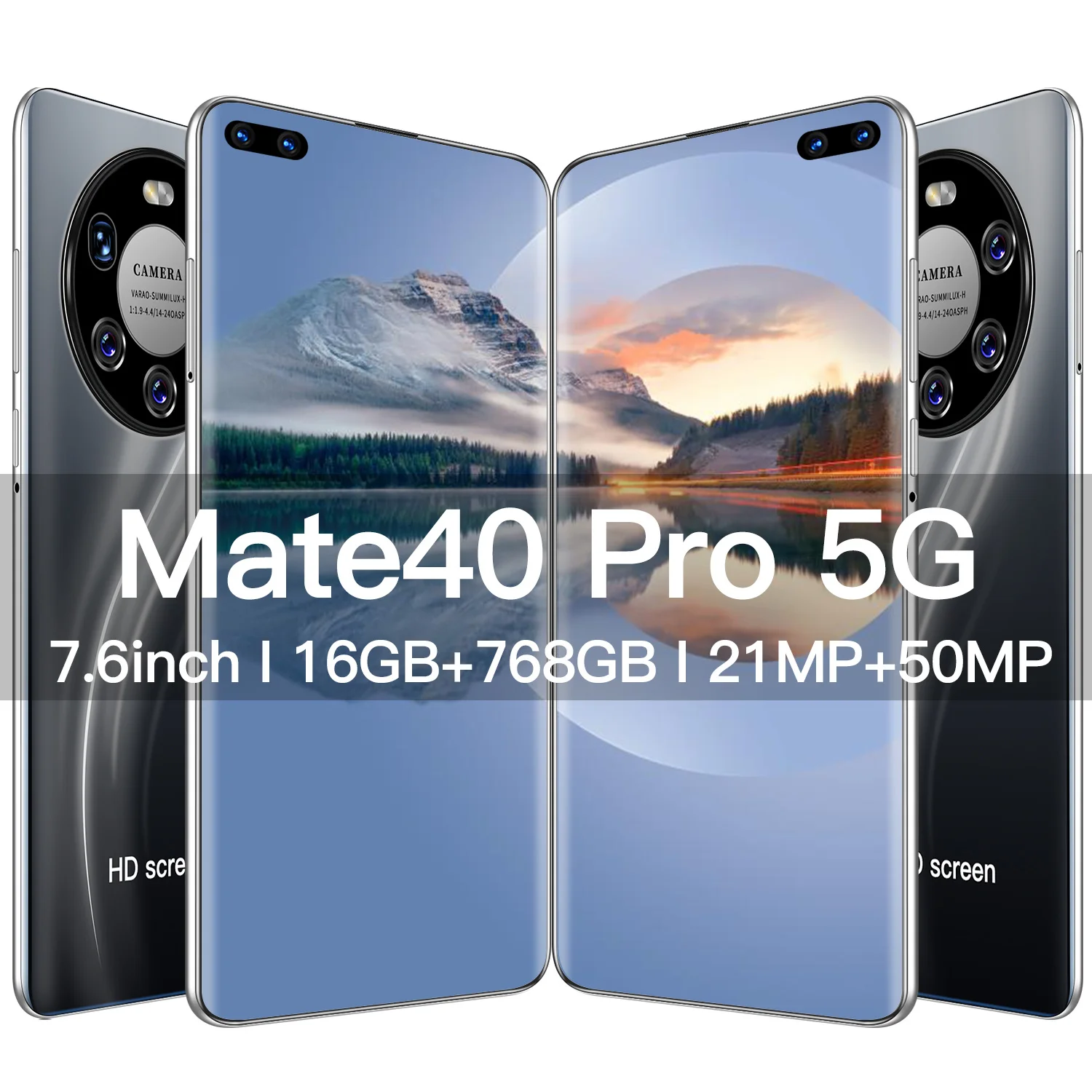 

New Phone Mate40 Pro，Smartphone Android11.0 Ten Core CellPhone 7.6Inch Full Scree 16GB+768GB Memory 5G Mobile Phone Faceunlock