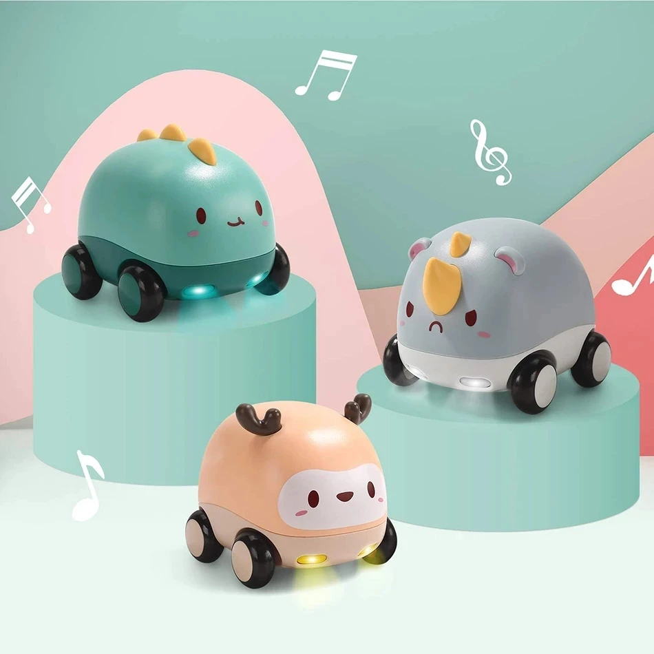 

С милыми рисунками животных пуш-ап и игрушечный автомобиль со светом и музыкой Дети Детские игрушки автомобилей транспортных средств самос...