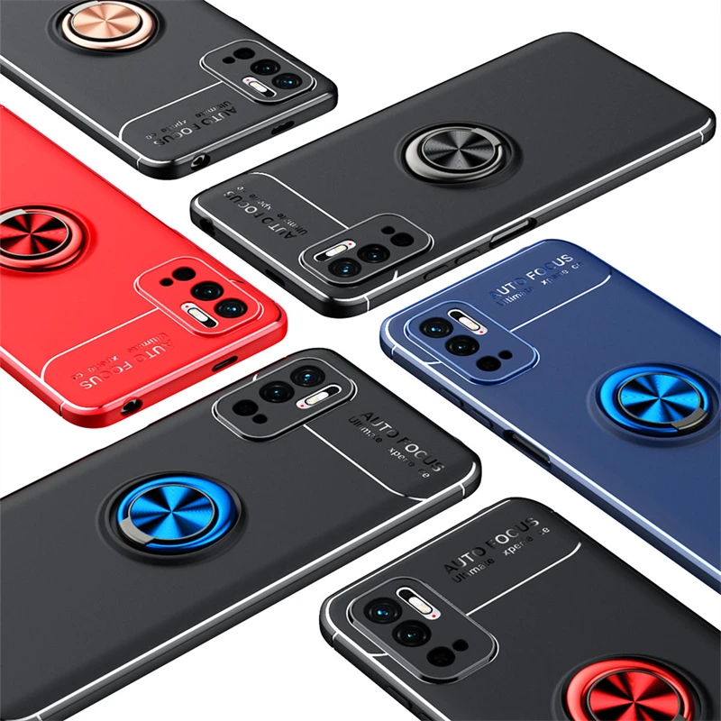 For Xiaomi Redmi Note 10 5G Case For Redmi Note 10 5G Cover Back TPU Soft Ring Magnetic Holder For Cover Redmi Note 10 5G Fundas