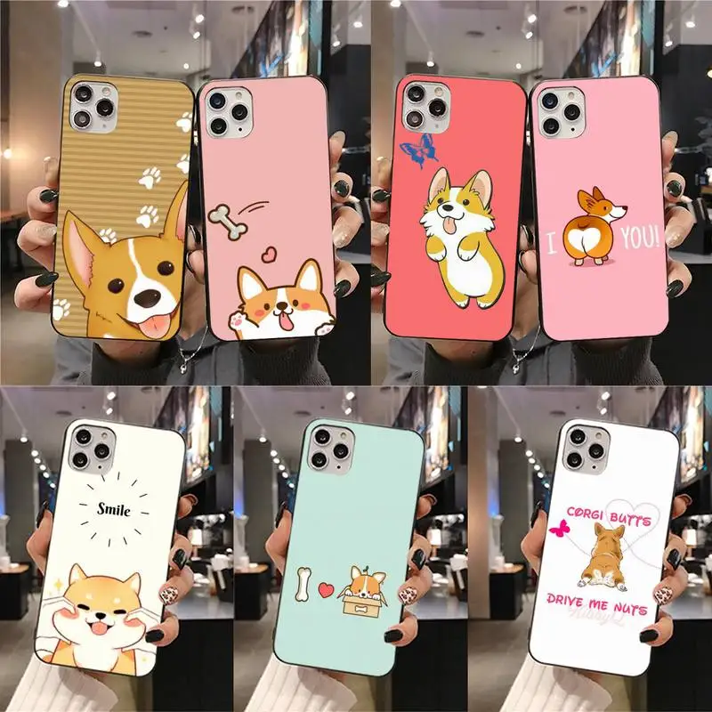 cute corgi cartoon dog phone case for iphone 12 11 pro max mini xs max 8 7 6 6s plus x 5s se 2020 xr cover free global shipping