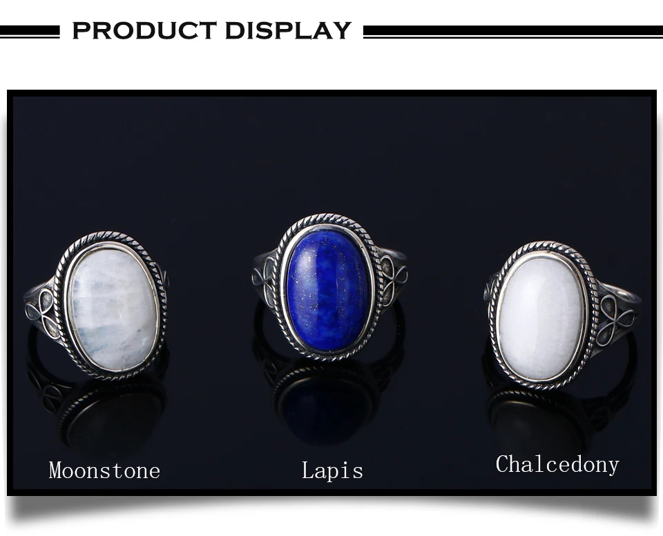 Овальный большой натуральный Lapis различные драгоценные камни кольца 925 пробы серебряные ювелирные изделия для женщин подарок обручальные кольца