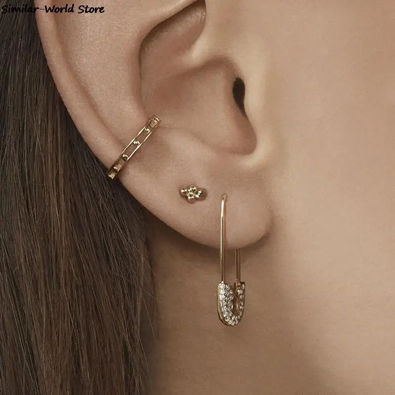 Набор серег-гвоздиков с зажимом для стразы Ювелирное Украшение в подарок женщин |