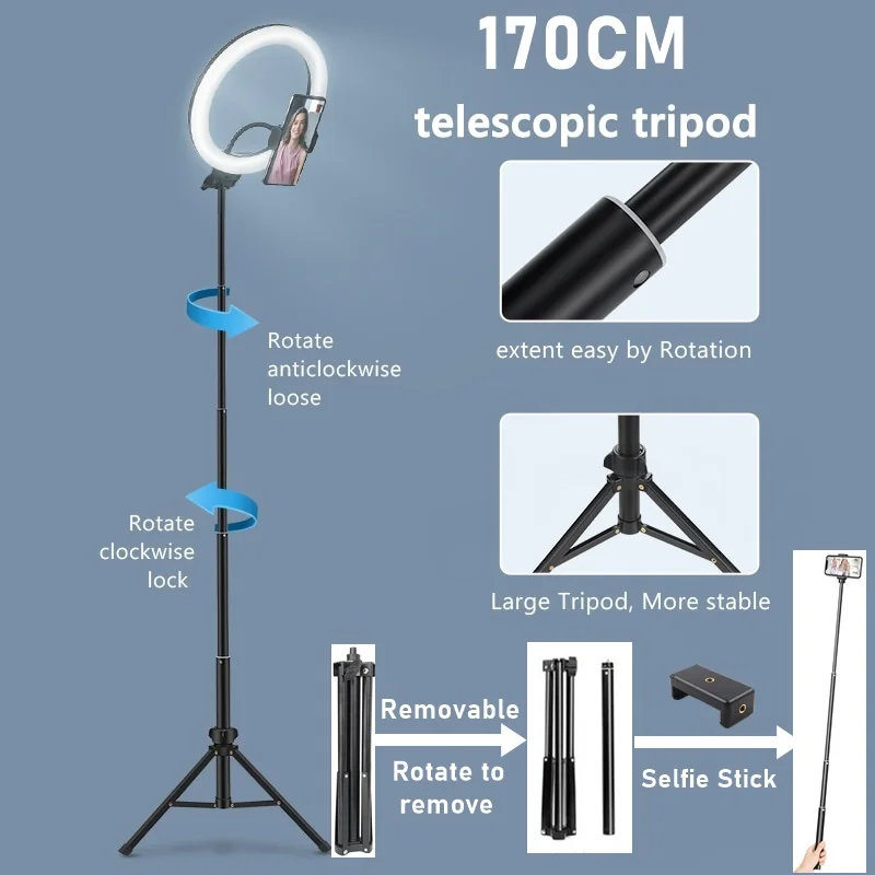Светодиодное кольцо для селфи Tongdaytech с регулируемой яркостью RGB фотографией