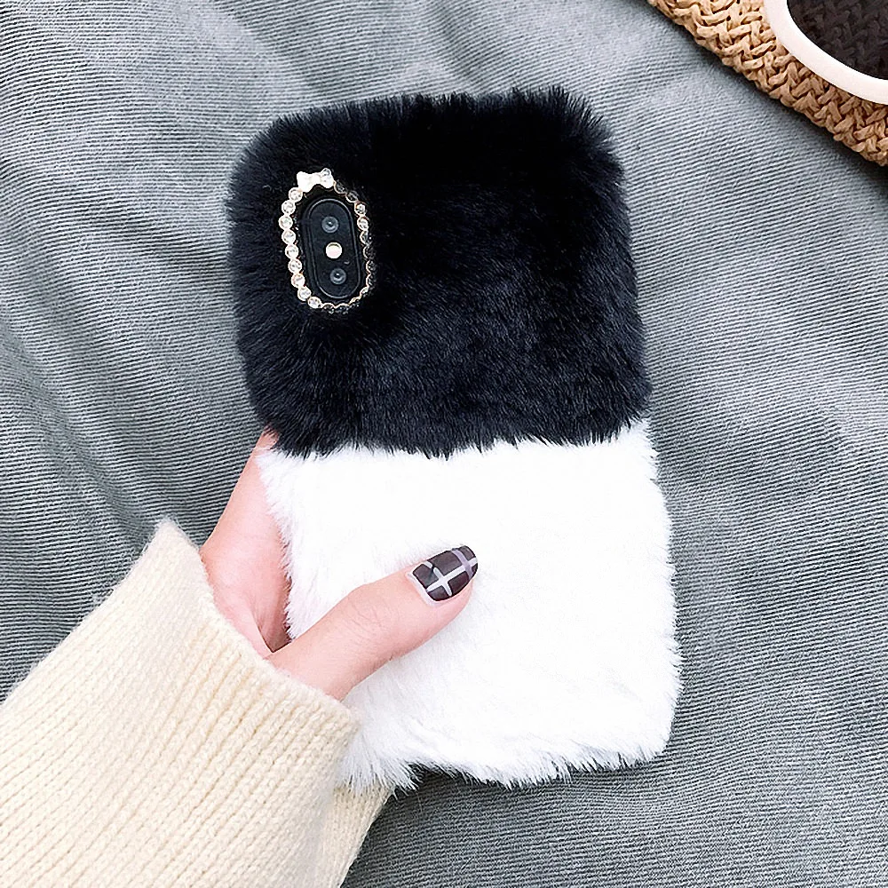 L-FADNUT для девочек Роскошный милый меховой пушистый чехол телефона iPhone Xr X Xs Max Apple 6