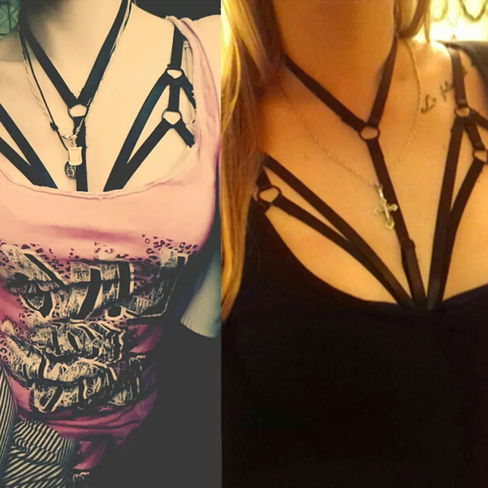 

Women Black Polyester Solid Soft Seamless Costumes Strappy Erotic Elastic Sexy Bra