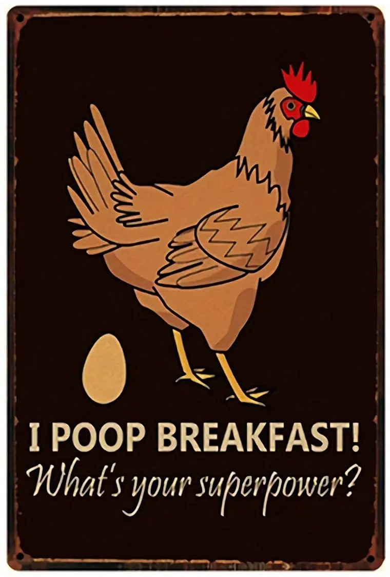 I Poop завтрак куриная ферма свежие яйца металлический жестяной знак для дома кухни