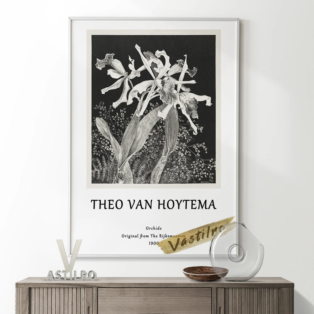 

Theo Van Hoytema Black White Prints Art Exhibition Museum Poster Orchids Retro Wall Art Canvas Painting Wall Picture Home Decor