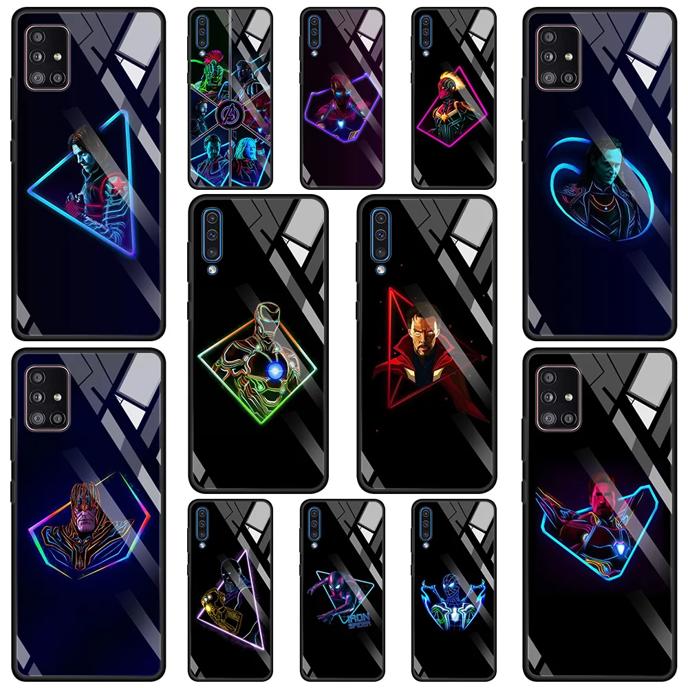 

Tempered Glass Case For Samsung Galaxy A51 A71 A91 A21s A52 A72 M21 M31 M51 M30s Coque Fundas Marvel Avengers Heroes Spider Man