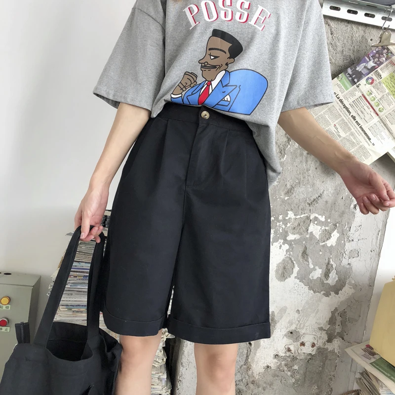 

Shorts Women Loose Trendy Elegant All-match High-quality Korean Style Leisure Daily Female Lovely Simple Solid New Women's Short