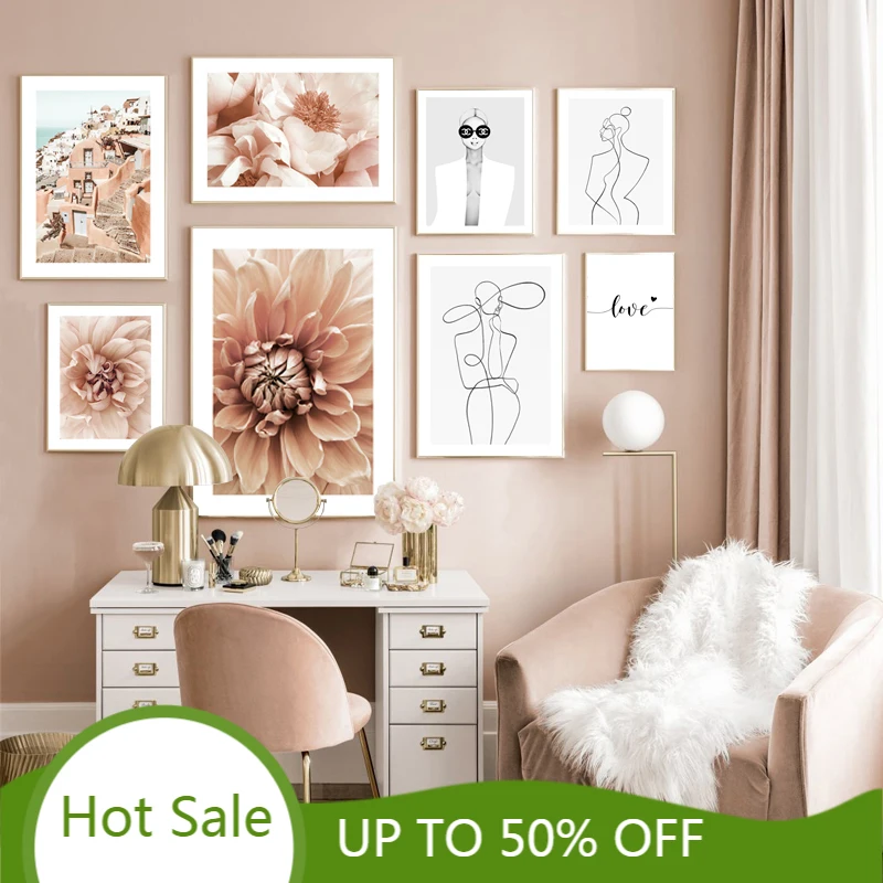 WTQ Flower Fashion Lady Abstract Line Quote Nordic Wall Art Canvas Painting Posters Gallery Room Decor Pictures Home Decoration |