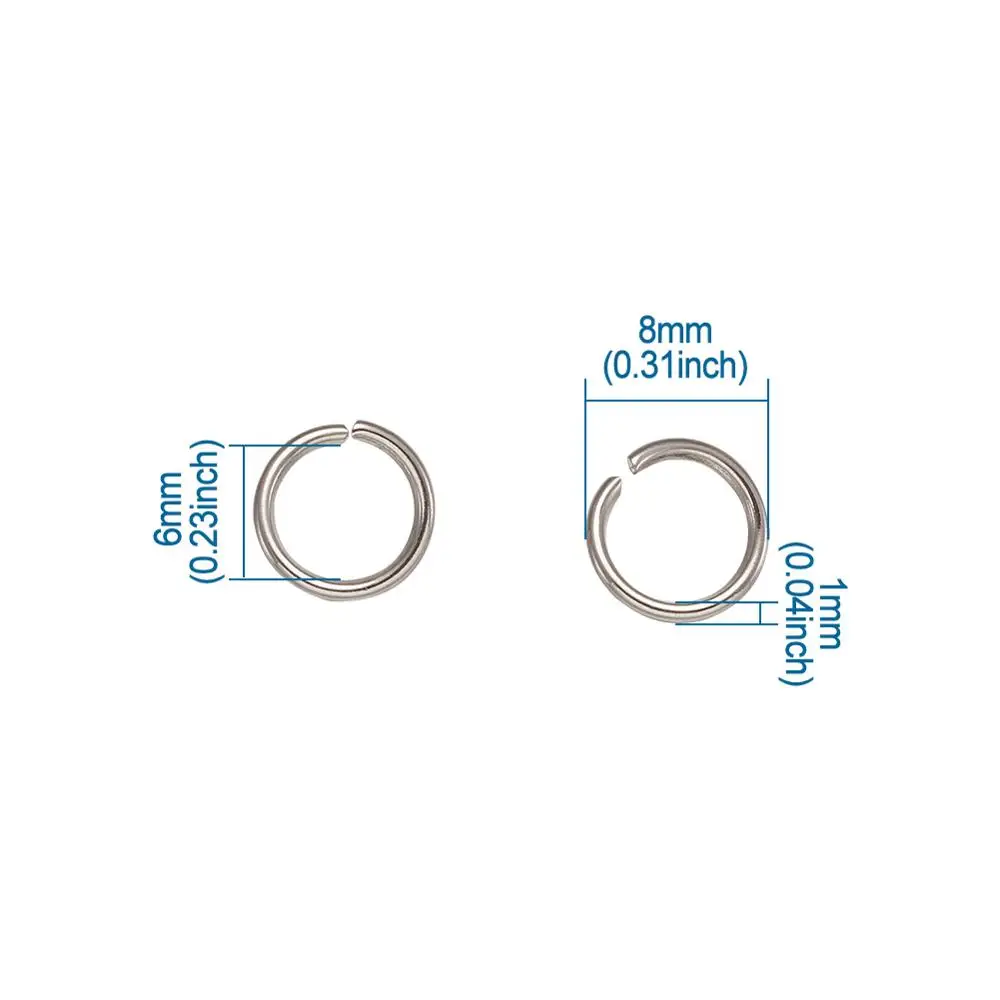 

1000pcs Stainless Steel Jump Rings Open Split Jump Rings for DIY Jewelry Finding Making Accessories 8x1mm