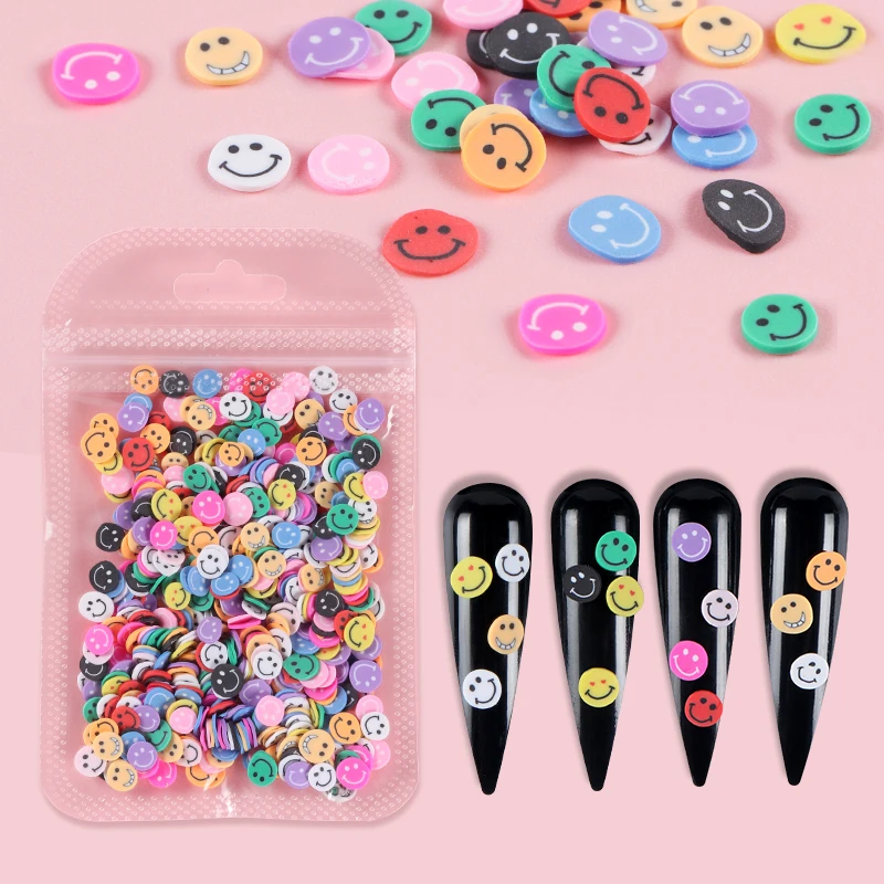 Симпатичные смайлики хлопья для ногтей блестки полимерная глина