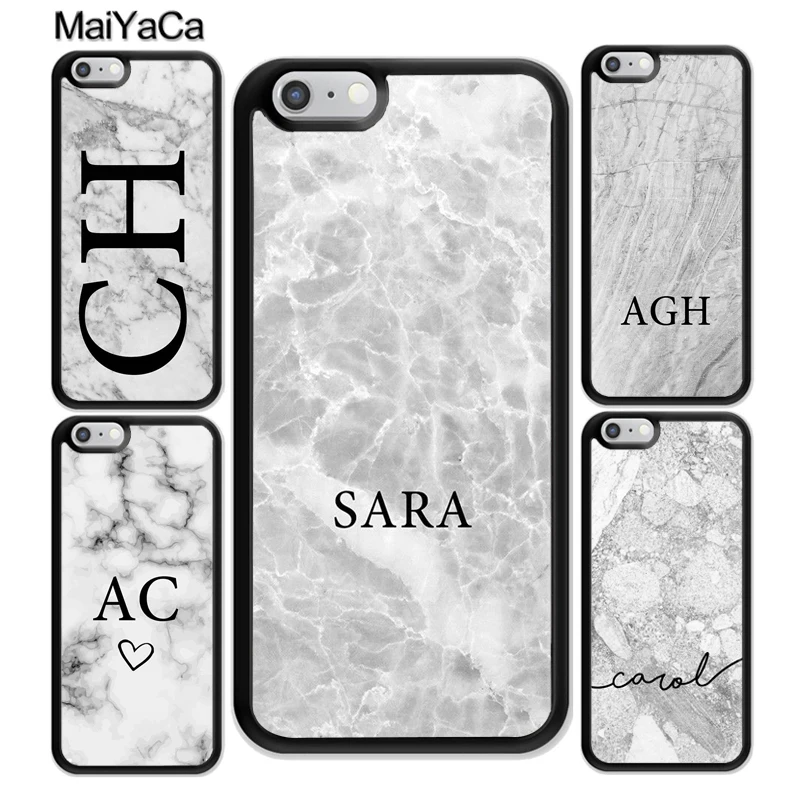 Индивидуальный чехол MaiYaCa с серебряными мраморными инициалами для iphone 11 Pro Max X XR XS