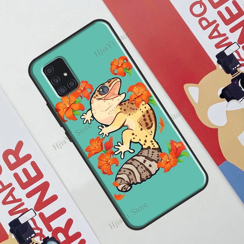 Чехол для Samsung A12 A32 A42 A52 A72 A20e A21S A11 A31 A51 A71 A70 A50 A10 A20 A02 S с изображением ящериц гекко.
