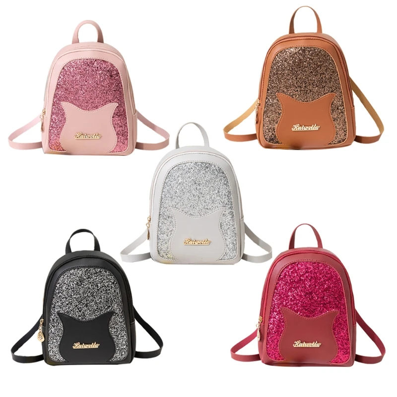 

Girl's Small Backpack Fashion Sequin Shoulder Bag Women Multi-Function Anti-theft Rucksack Mini Dayack