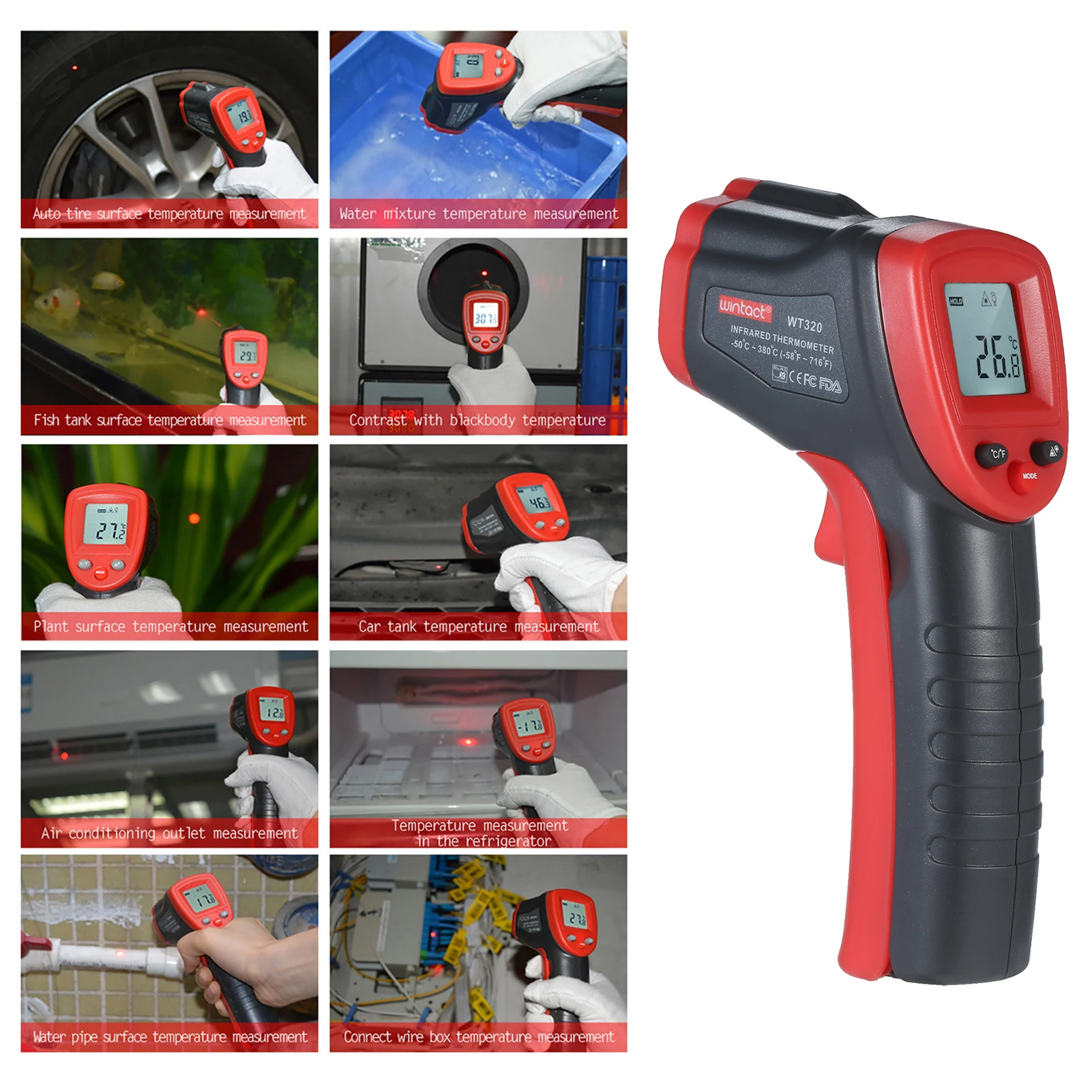 

Non-Contact Infrared Thermometer -58 to 716 Precision Digital Thermometer Instant Read Temperature Meter for Food Refrigerator