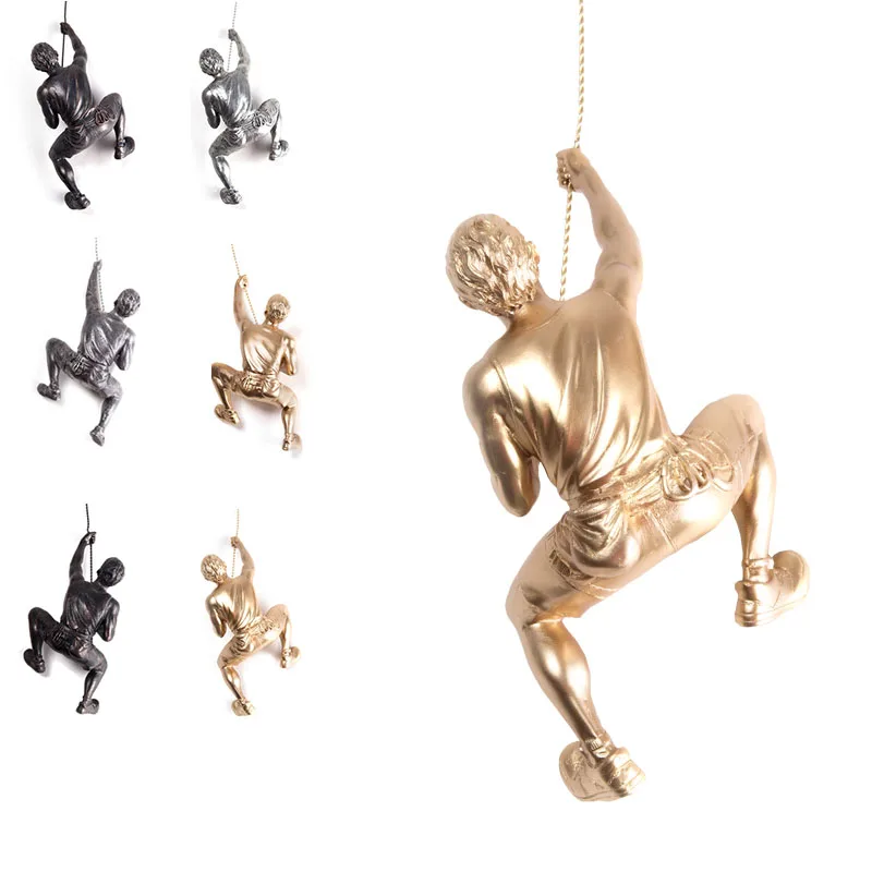 

Industrial Style Wall Decoration Hanging Resin Climbing Man Mount Climber Pendant Sculpture Figures Retro Statue Gift Home Decor