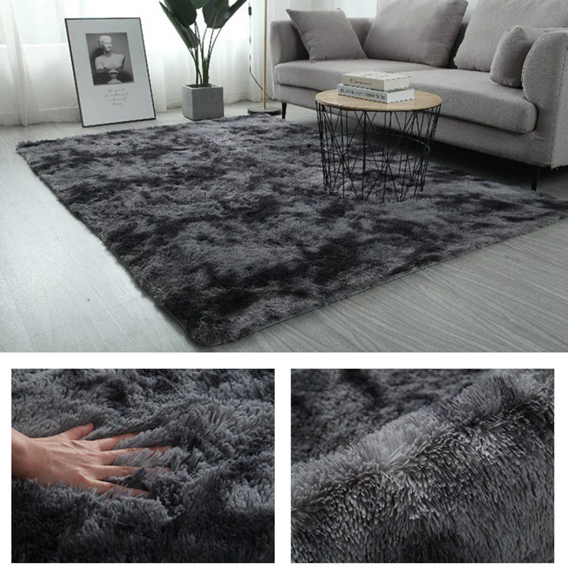 Новый градиентный ковер длинный пушистый коврик для спальни плюшевый гостиной