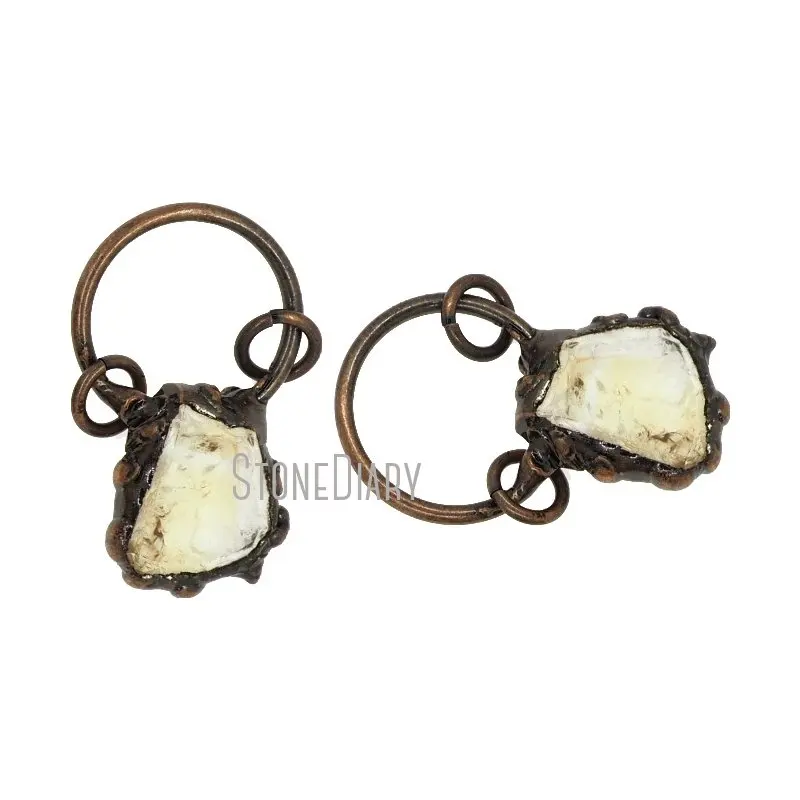 PM38056 Raw Ore Antique Bronze Plated Soldered Free Form Nugget Tin Citrine Crystal Pendant Real Quartz Jewelry